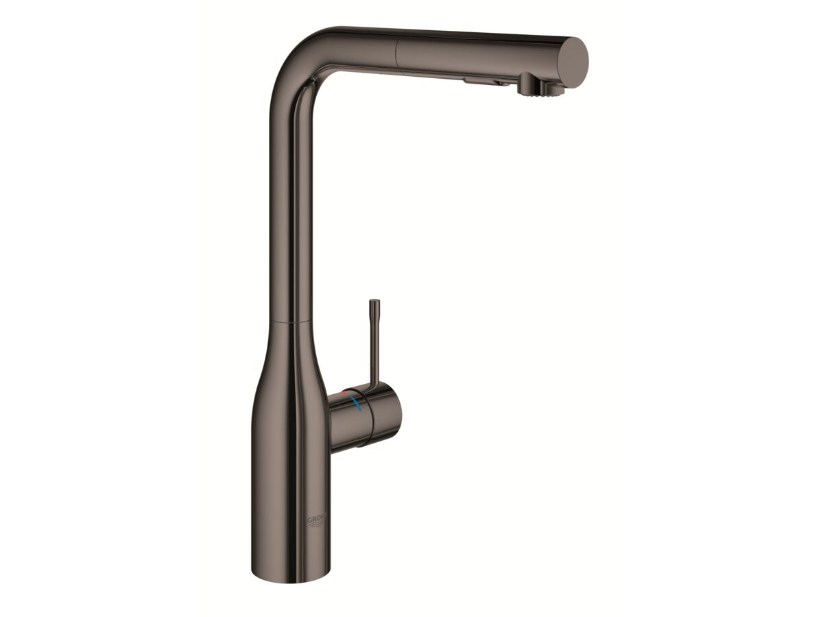 GROHE Essence New Pull Out Sink Mixer Tap with Dual Spray Hard Graphite (6Star)