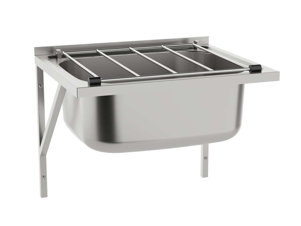 Wolfen Wall Mounted Cleaners Sink with Grate 316 Grade Stainless Steel
