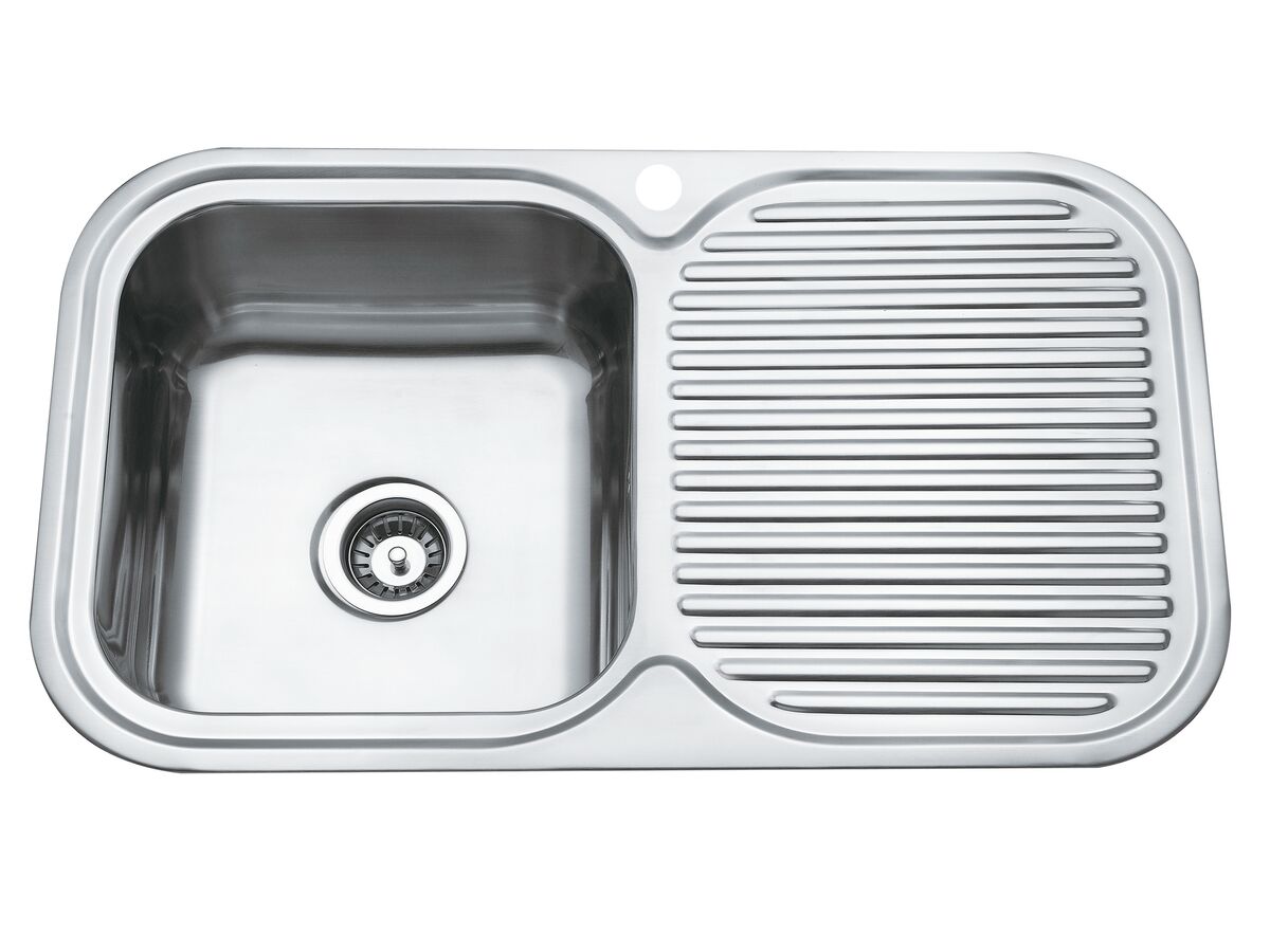 Base MK3 Single Bowl Sink 1 Taphole Left Hand Bowl 850mm Stainless Steel