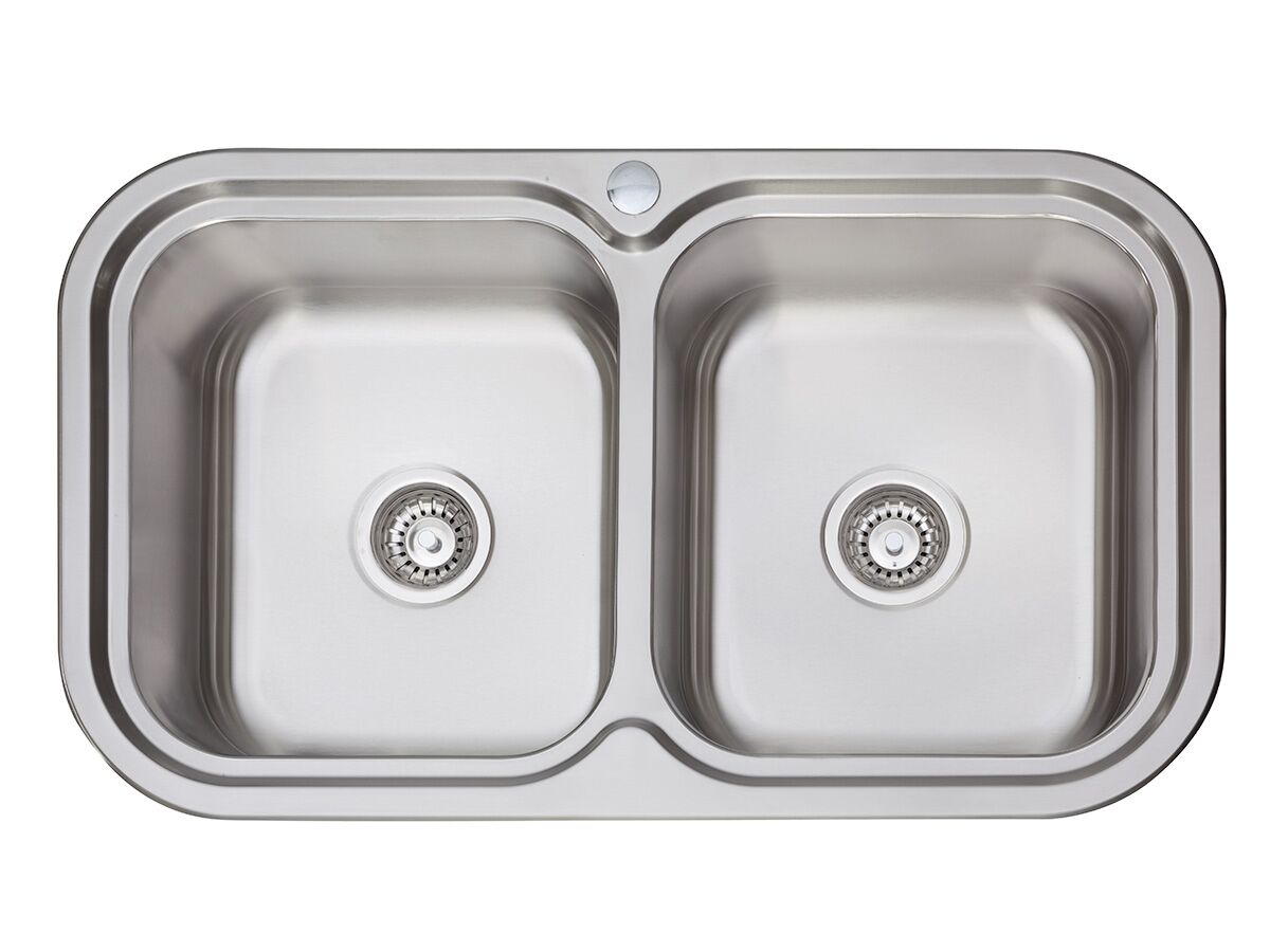 AFA Flow Double Bowl Undermount/Inset Sink 1 Taphole with Quick-Fit Clips 838 x 490mm Stainless Steel