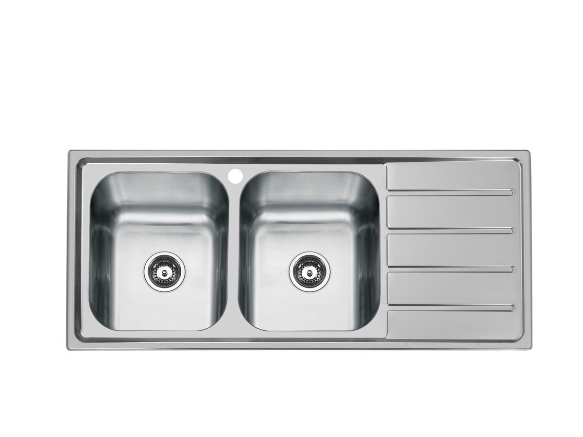 Posh Solus MK3 Double Bowl Inset Sink, 1 Taphole, Left Hand Bowl Stainless Steel