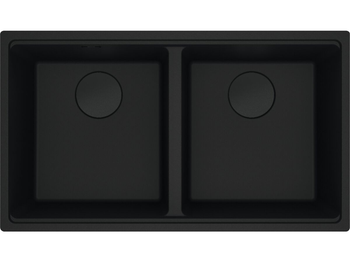 Franke City Fragranite Double Bowl 360mm Bowl + 360mm Bowl Undermount Sink Matte Black