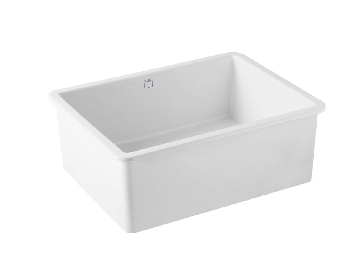 Memo Harper Single Bowl Inset/Undermount Sink 600mm Fireclay White