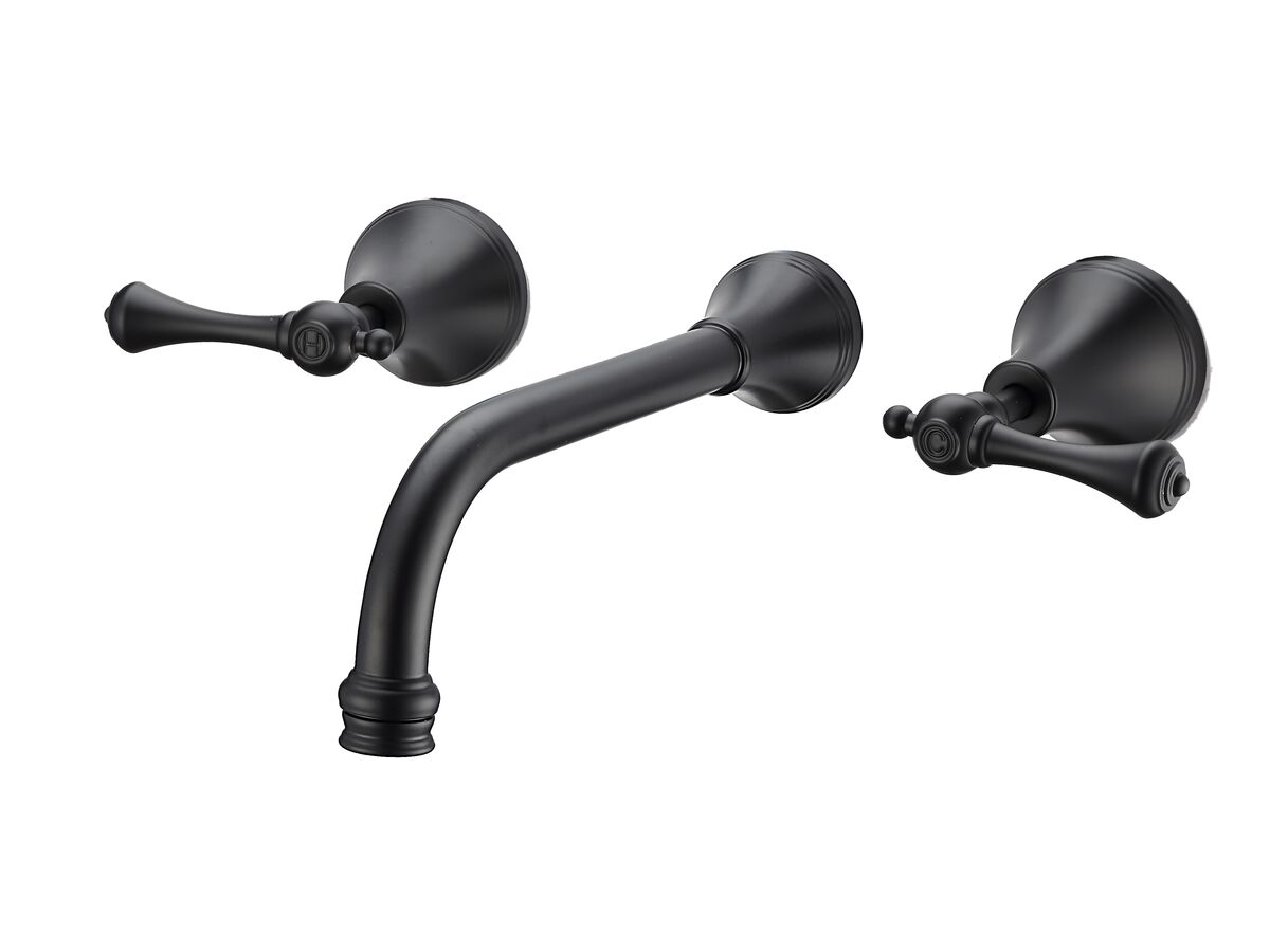 Kado Era Wall Basin Set 200mm Lever Handle Matte Black (5 Star)