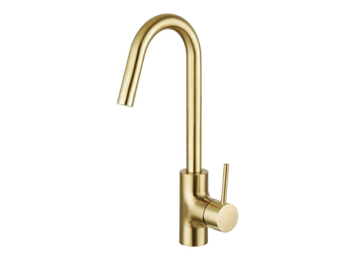 Mizu Drift MK2 Gooseneck Sink Mixer Tap Brushed Brass (4 Star)