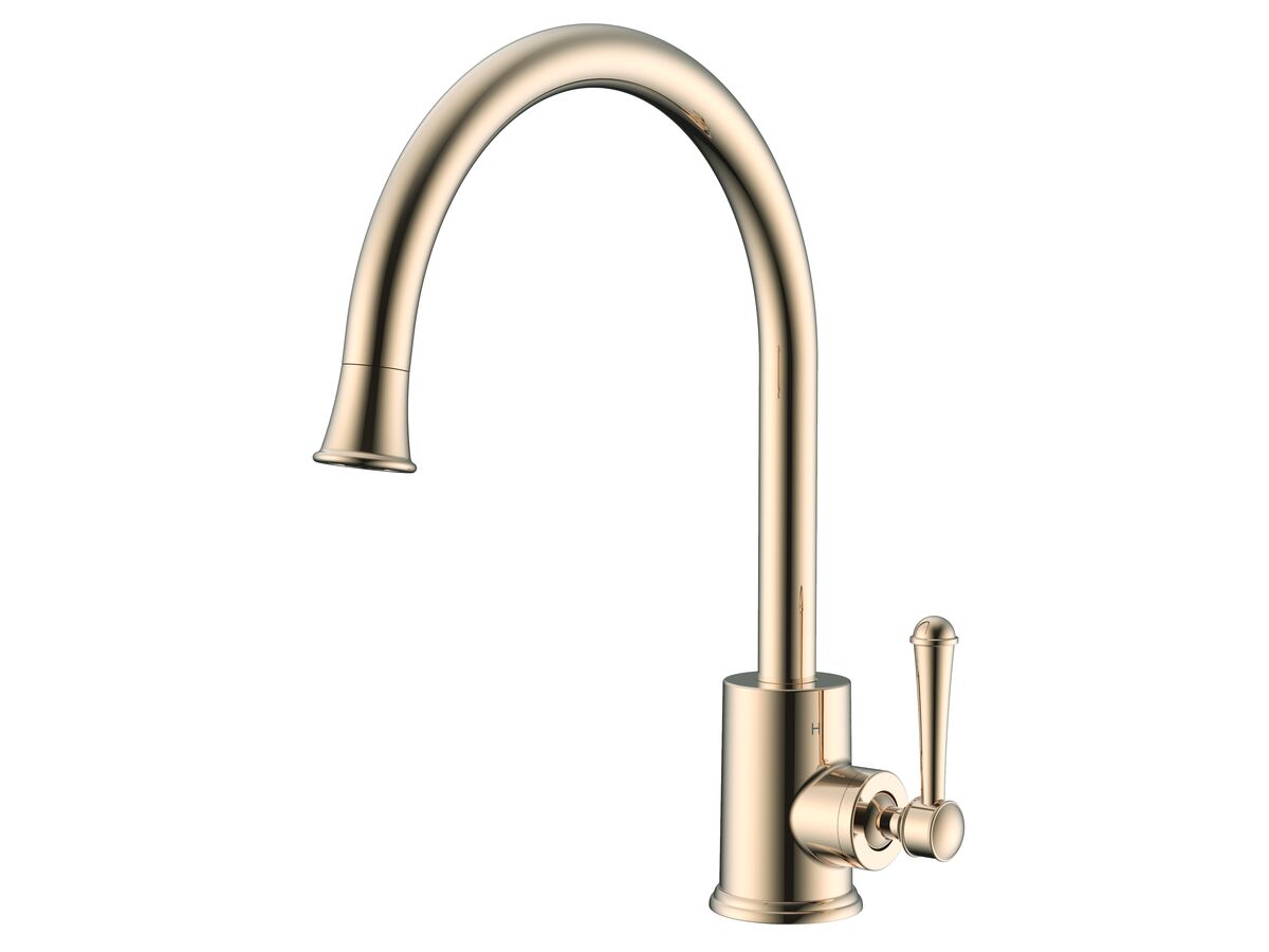 Posh Canterbury Gooseneck Sink Mixer Tap Small Polished Brass Gold (4 Star)