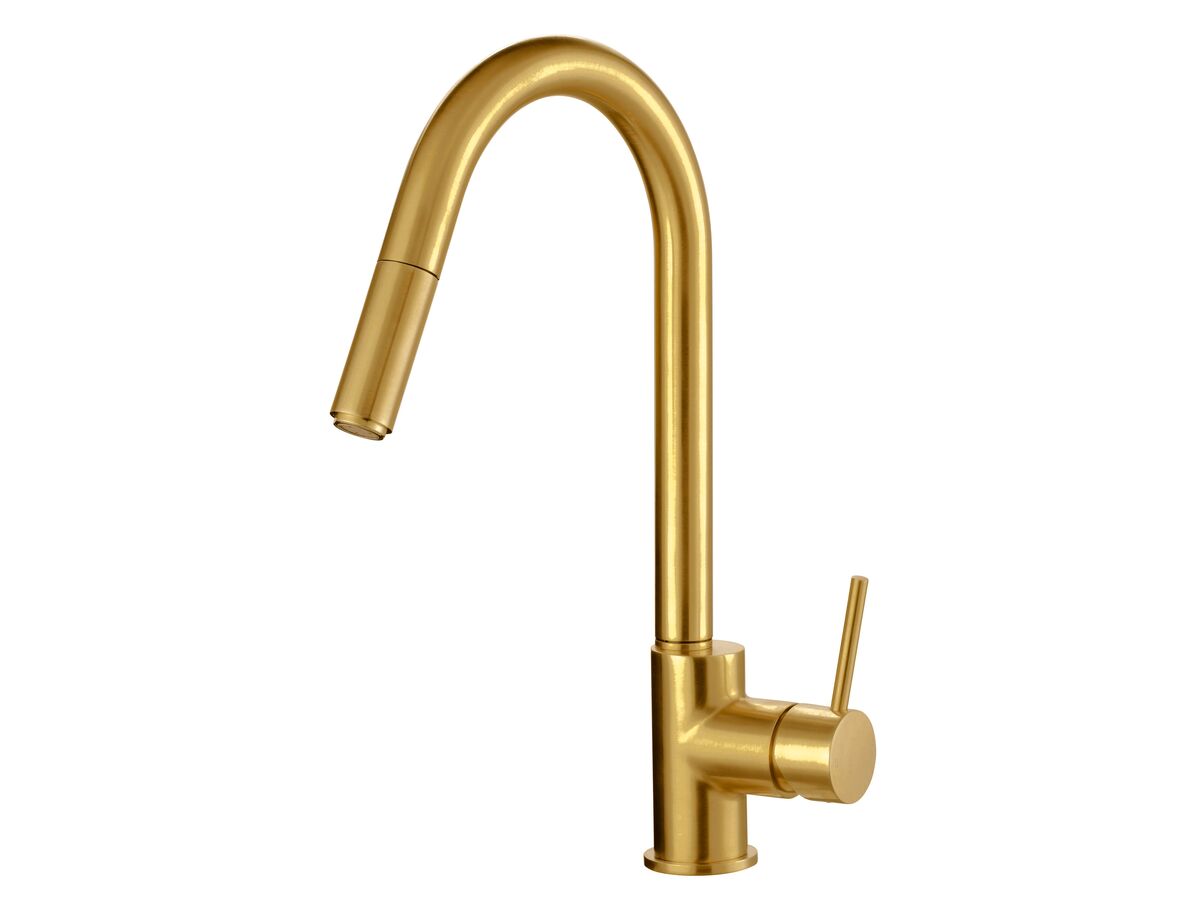 Mizu Drift MK2 Gooseneck Pull Out Sink Mixer Tap Brushed Gold (4 Star)