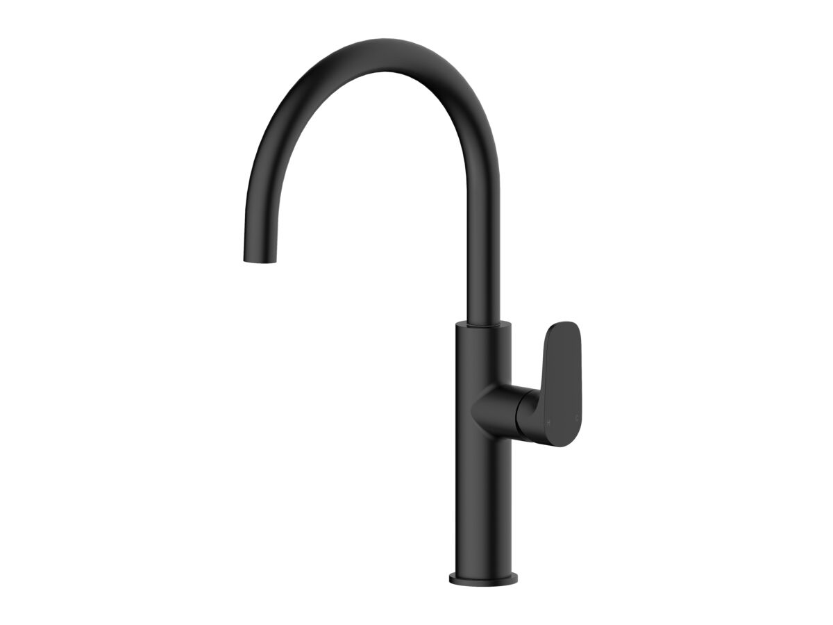 Mizu Silk Gooseneck Sink Mixer Curved Matte Black (5 Star) Lead Free