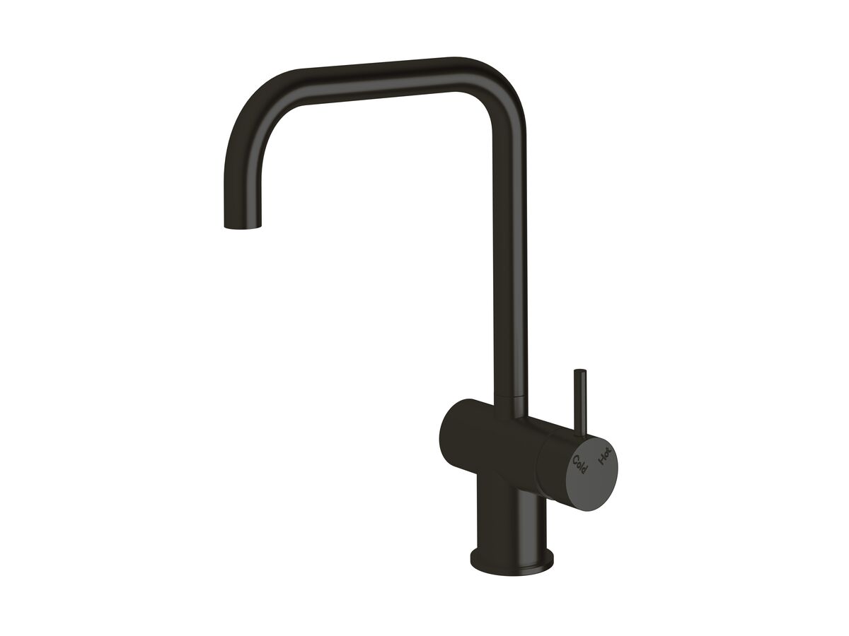 Sussex Scala Sink Mixer Tap Large Square Spout Right Hand LUX PVD Matte Opium Black (4 Star)