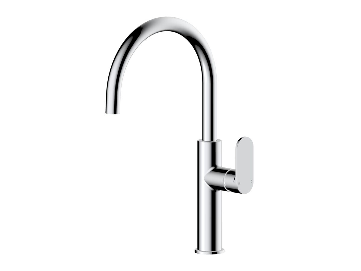 Mizu Soothe MK2 Gooseneck Sink Mixer Curved Chrome (5 Star) Lead Free