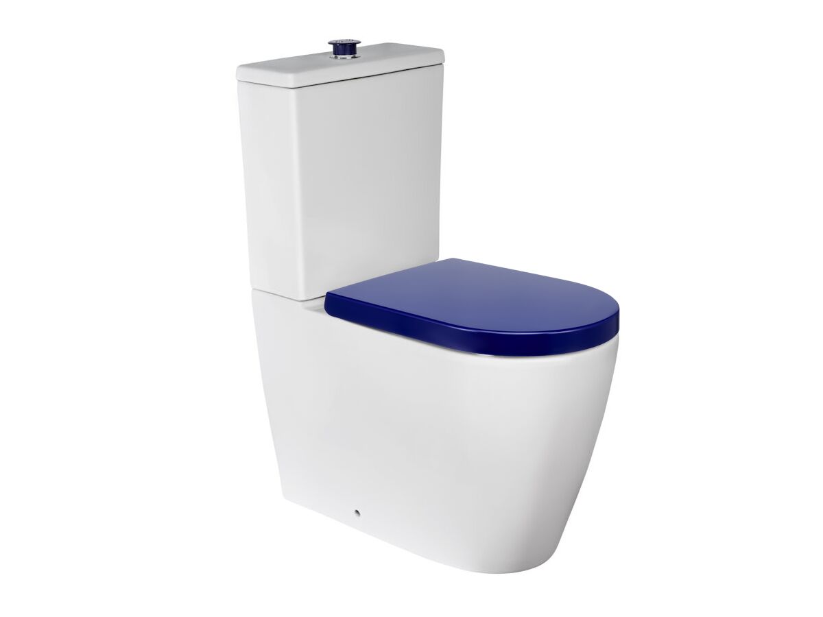 Wolfen Ambulant Close Coupled Back To Wall Rimless Toilet Suite Double Flap Seat Blue (4 Star)