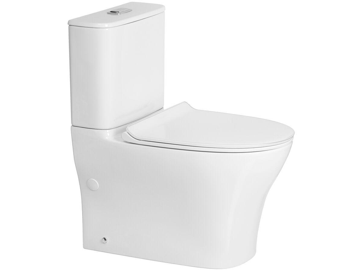American Standard Signature Hygiene Rim Close Coupled Back to Wall Bottom Inlet Toilet Suite CrystaSleek with Soft Close Quick Release White Seat (4 Star)