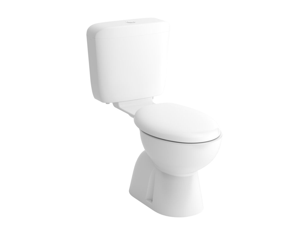 Posh Solus Plastic Link Toilet Suite with Concealed S-Trap Soft Close Seat White (4 Star)